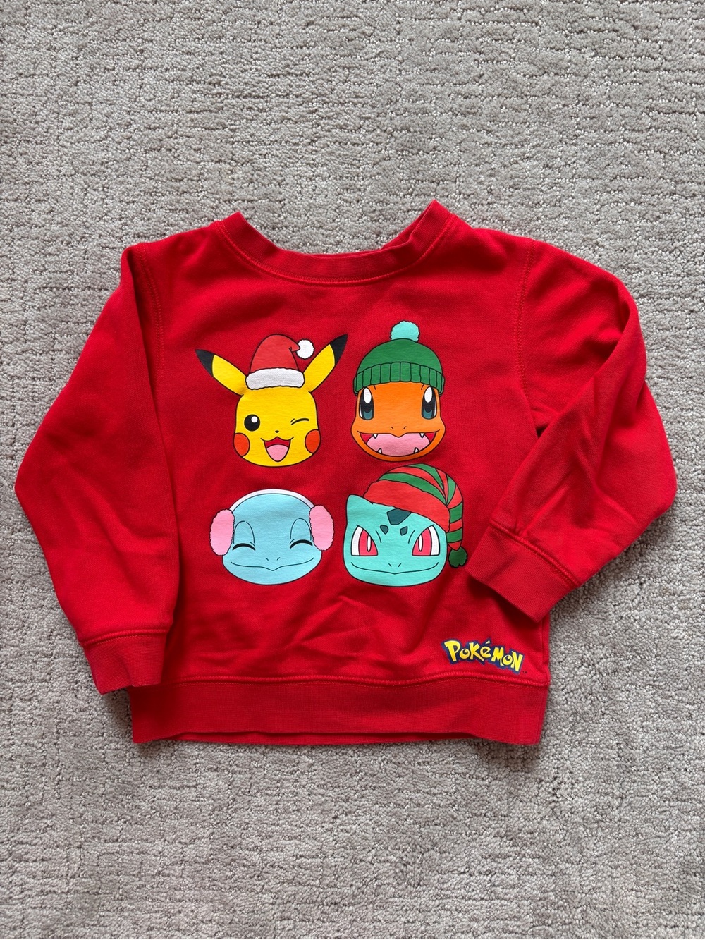 Pokémon Kids' Red Holiday Crewneck Sweatshirt